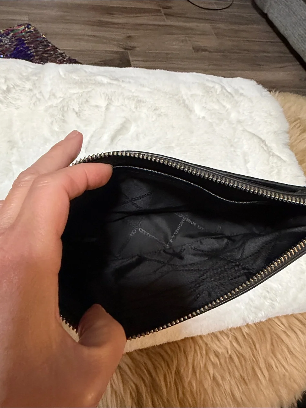 Michael Kors Saylor Large Leather Pouchette Wristlet Black